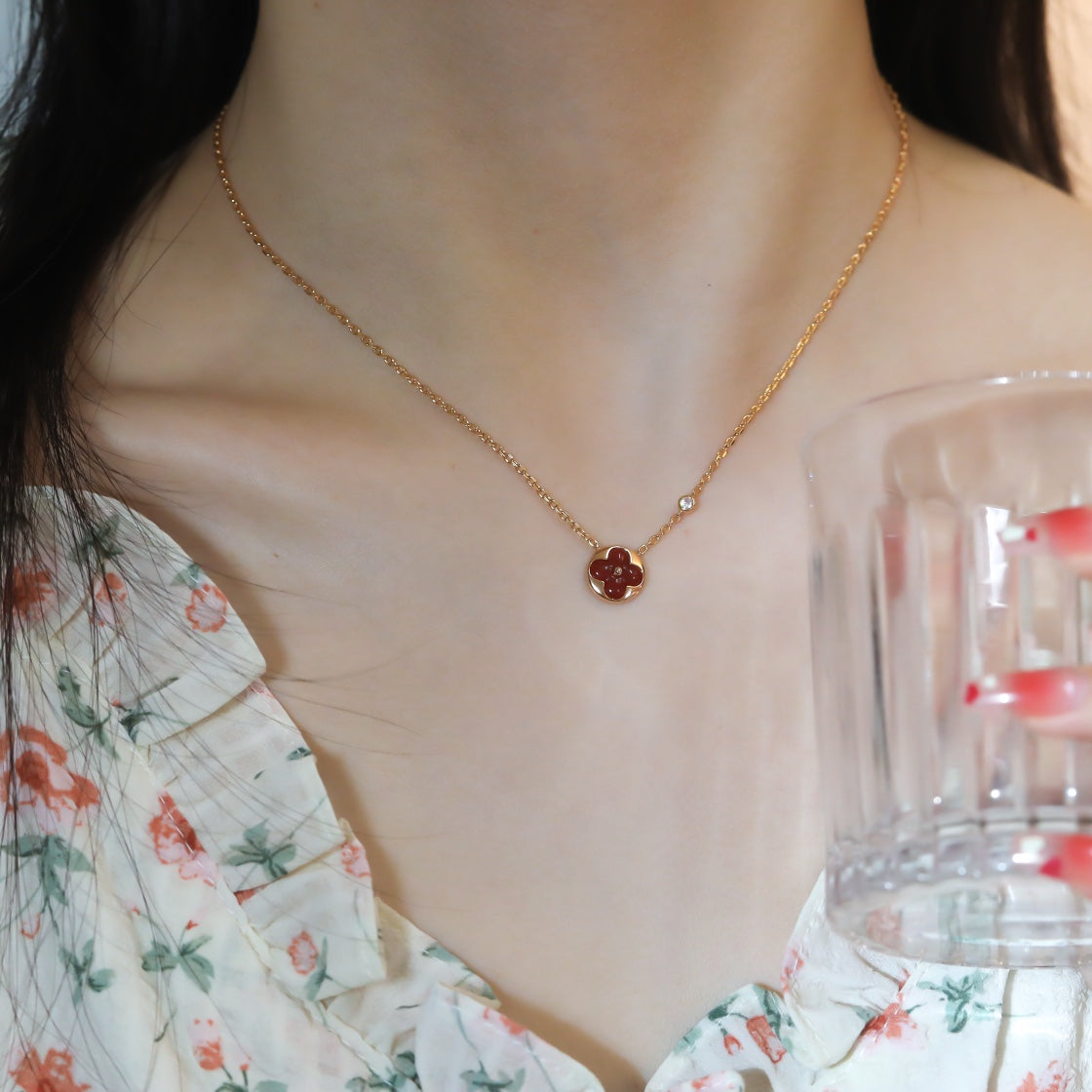 [Eternal Jewelry]SUN PEDANT PINK GOLD 1 DIAMOND NECKLACE
