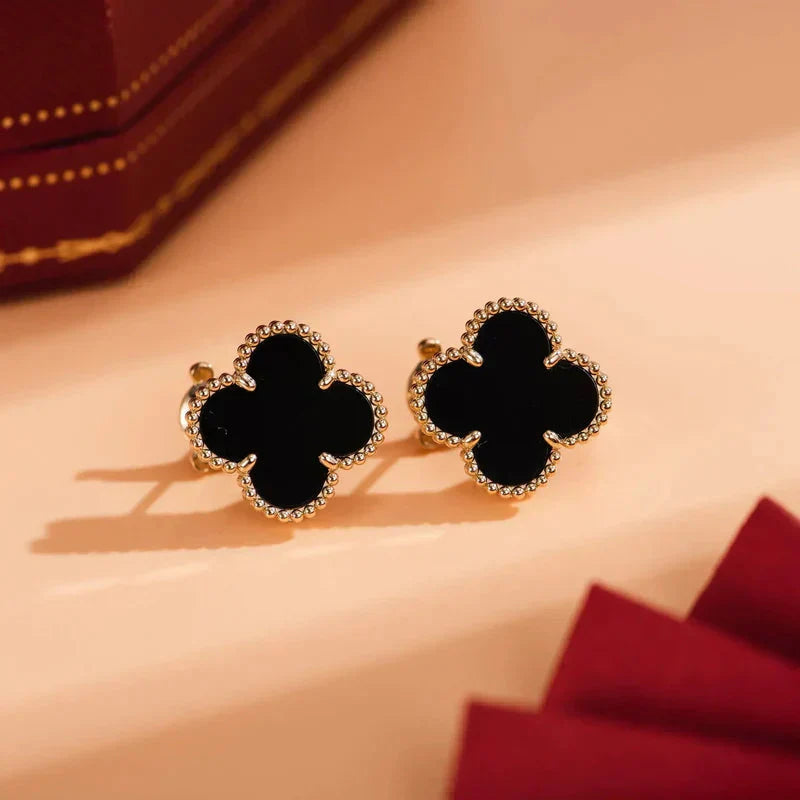 [Eternal Jewelry]CLOVER MEDIUM 1 MOTIFS  ONYX STUD EARRINGS