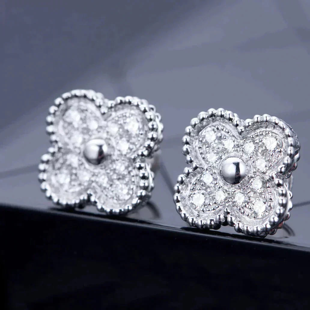 [Eternal Jewelry]CLOVER 1 MOTIFS DIAMOND STUD EARRINGS SILVER