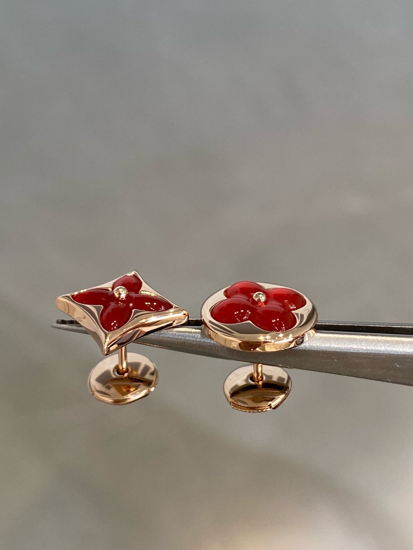 [Eternal Jewelry]STAR AND SUN PINK GOLD CARNELIAN STUD EARRINGS