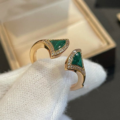 [Eternal Jewelry]DREAM MALACHITE DIAMOND OPEN RING
