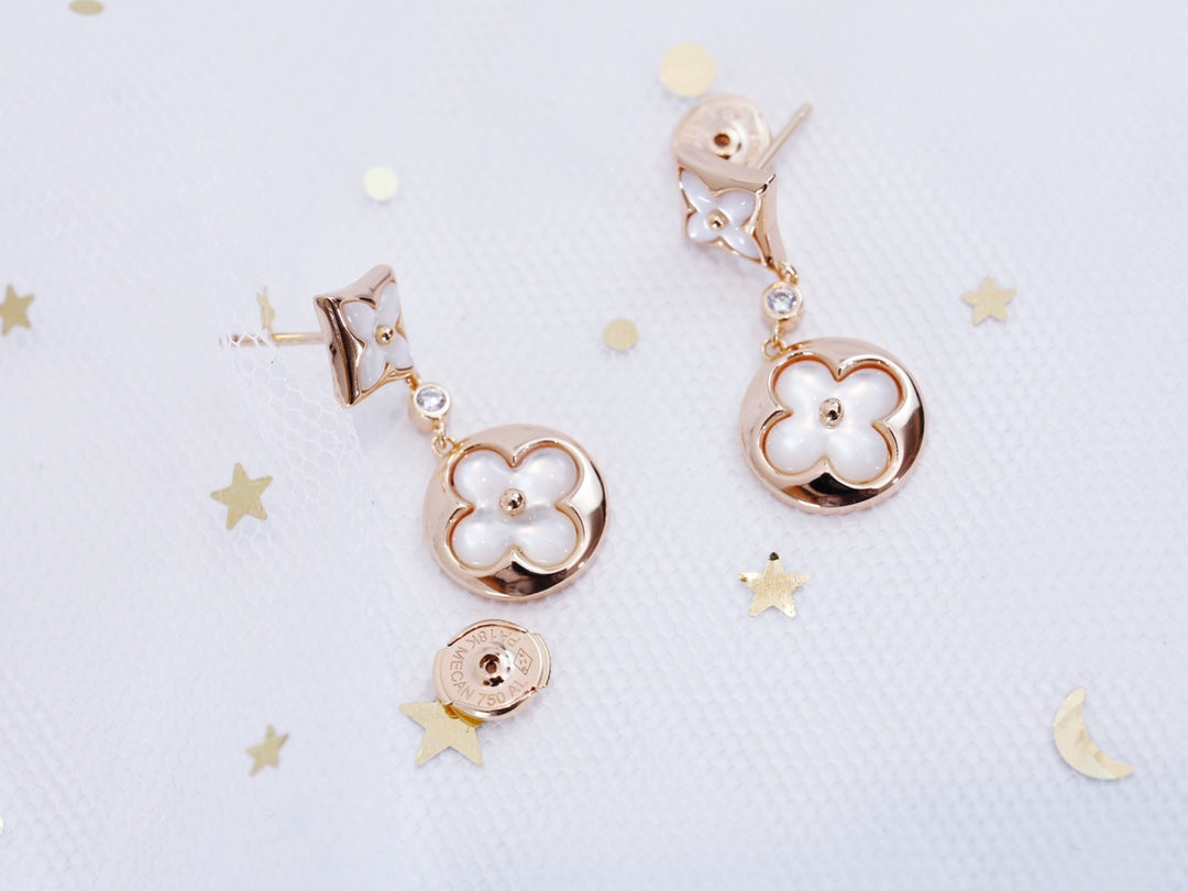 [Eternal Jewelry]STAR AND SUN PINK GOLD MOP DROP EARRINGS