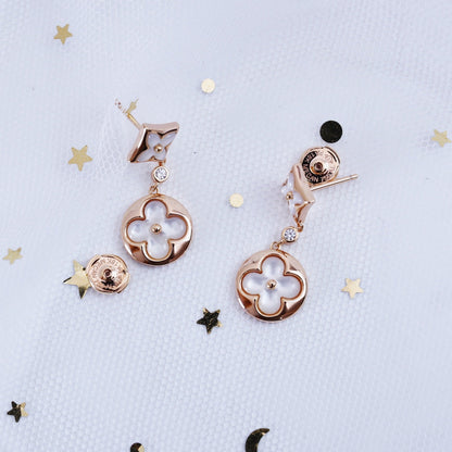 [Eternal Jewelry]STAR AND SUN PINK GOLD MOP DROP EARRINGS
