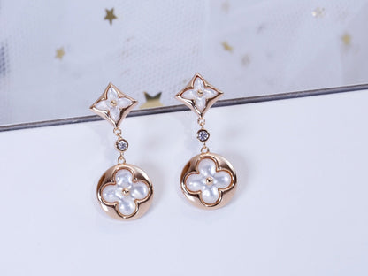 [Eternal Jewelry]STAR AND SUN PINK GOLD MOP DROP EARRINGS