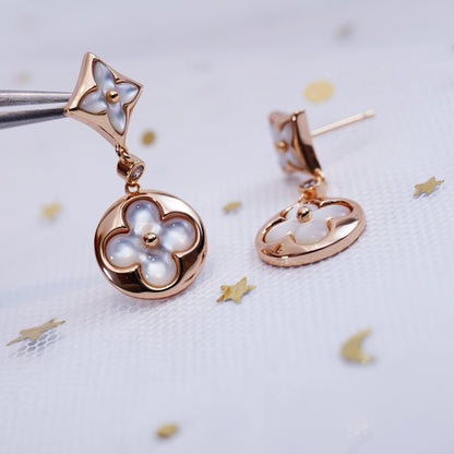 [Eternal Jewelry]STAR AND SUN PINK GOLD MOP DROP EARRINGS
