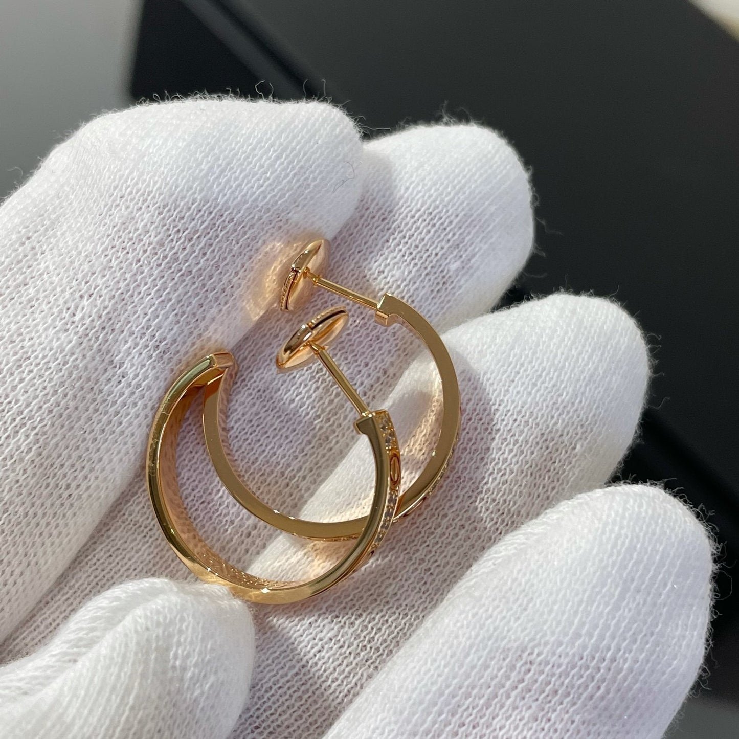 [Eternal Jewelry]LOVE DIAMOND PINK GOLD HOOP EARRINGS
