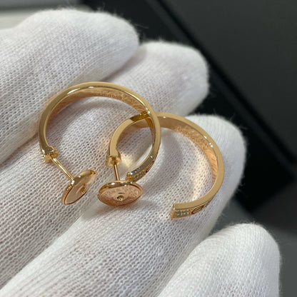 [Eternal Jewelry]LOVE DIAMOND PINK GOLD HOOP EARRINGS