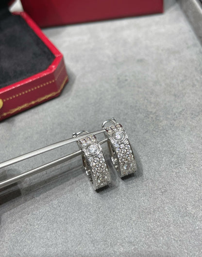 [Eternal Jewelry]LOVE 5.5MM DIAMOND PAVED EARRINGS