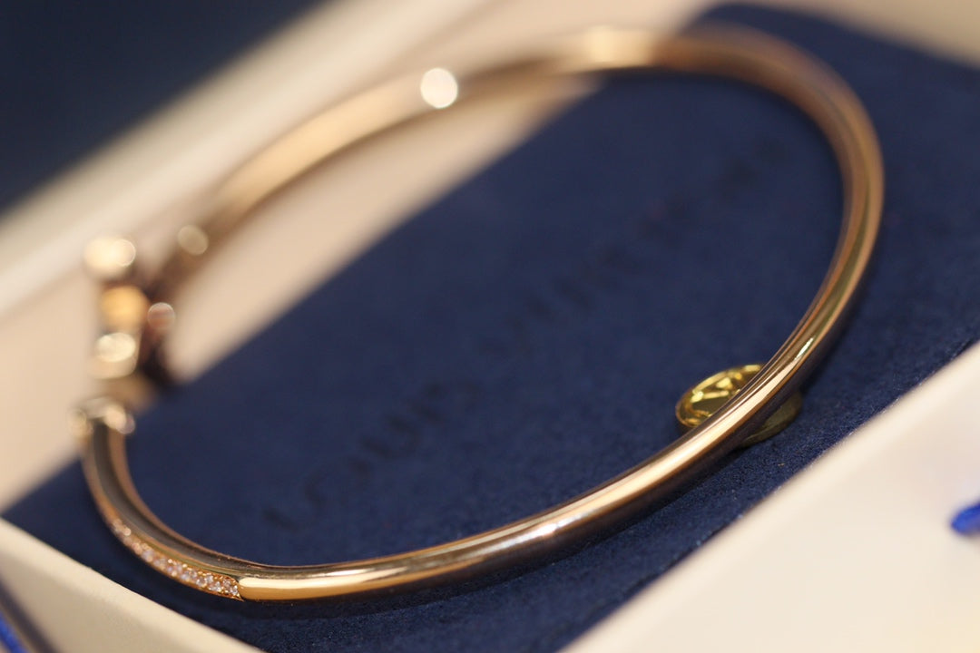 [Eternal Jewelry]IDYLLE PINK GOLD OPEN BRACELET DIAMOND PAVED