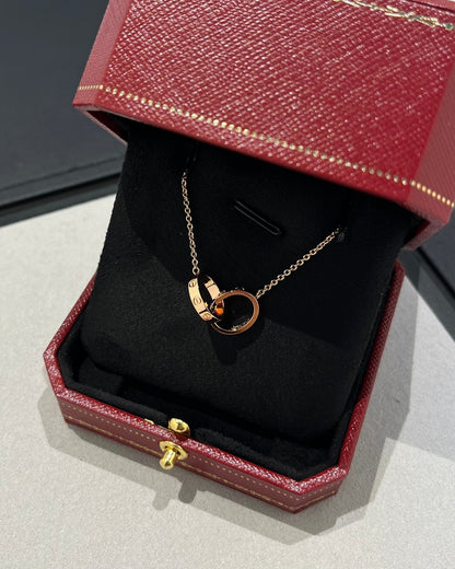 [Eternal Jewelry]LOVE NECKLACE DOUBLE RING PINK GOLD
