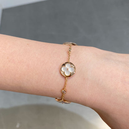[Eternal Jewelry]STAR AND SUN 4 MOTIF WHITE MOP PINK GOLD BRACELET
