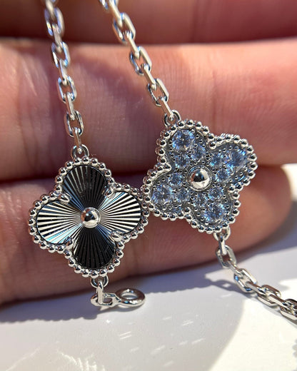 [Eternal Jewelry]CLOVER 5 MOTIF SILVER DIAMOND BRACELET