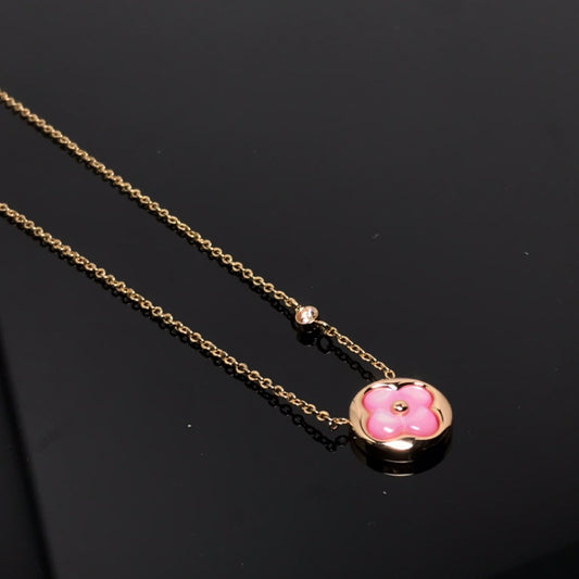 [Eternal Jewelry]COLOR BLOSSOM PINK MOP SUN GOLD NECKLACE