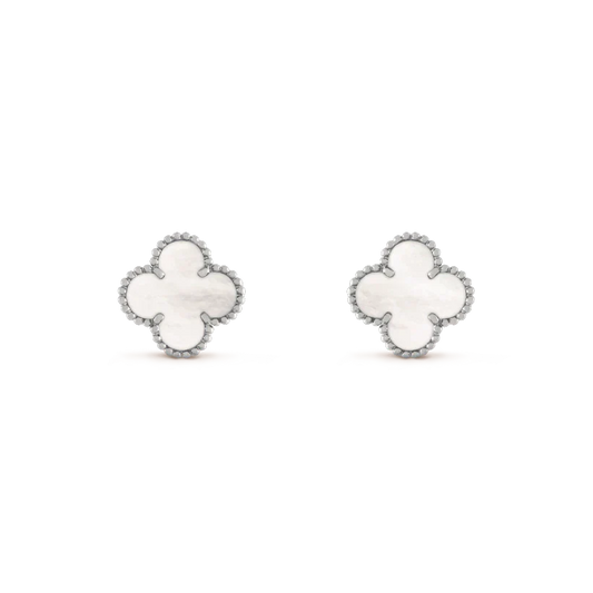 [Eternal Jewelry]CLOVER MEDIUM 1 MOTIFS  WHITE MOP EARRINGS SILVER