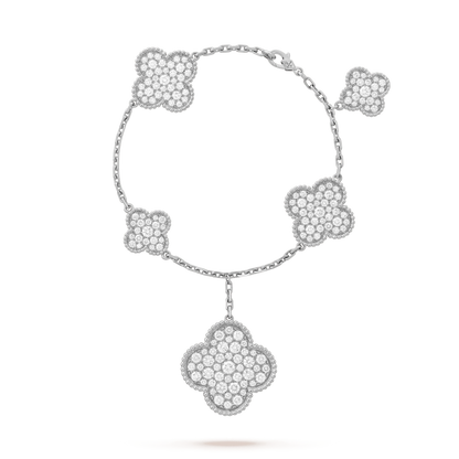 [Eternal Jewelry]CLOVER 6 MOTIFS SILVER DIAMOND BRACELET