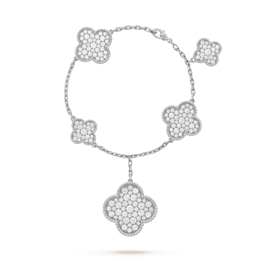 [Eternal Jewelry]CLOVER 6 MOTIFS SILVER DIAMOND BRACELET
