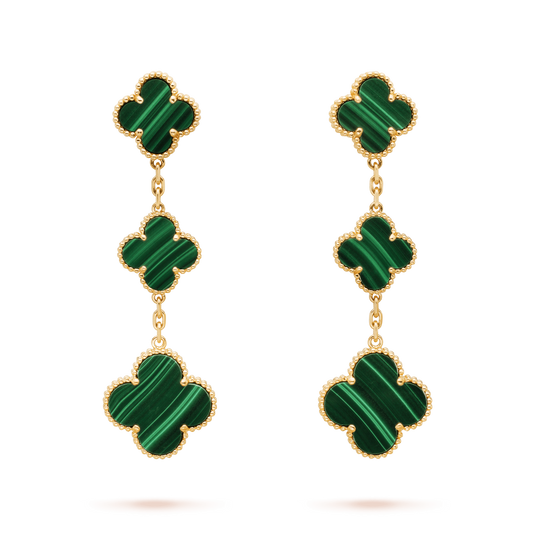 [Eternal Jewelry]CLOVER MALACHITE 3 MOTIFS GOLD