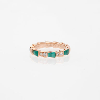 [Eternal Jewelry]SERPENTI RING PINK GOLD MALACHITE DIAMOND 3MM