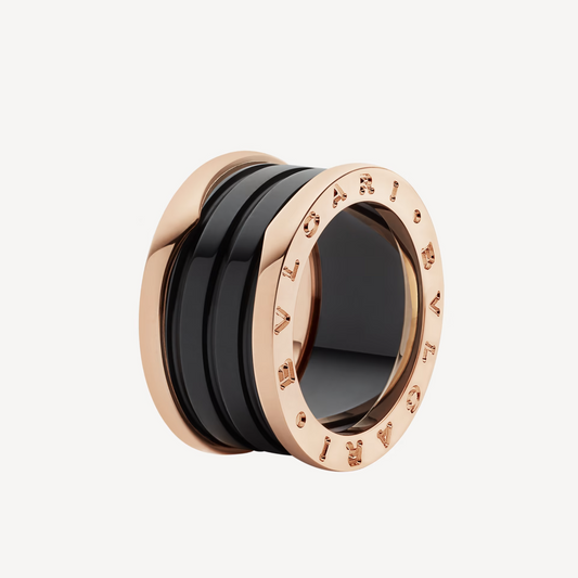 [Eternal Jewelry]ZERO 1 FOUR-BAND LOOPS AND BLACK CERAMIC SPIRAL PINK GOLD RING
