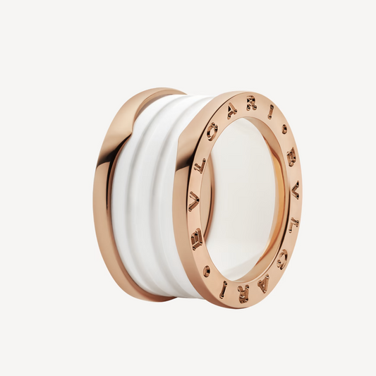 [Eternal Jewelry]ZERO 1 FOUR-BAND LOOPS AND WHITE CERAMIC SPIRAL PINK GOLD RING