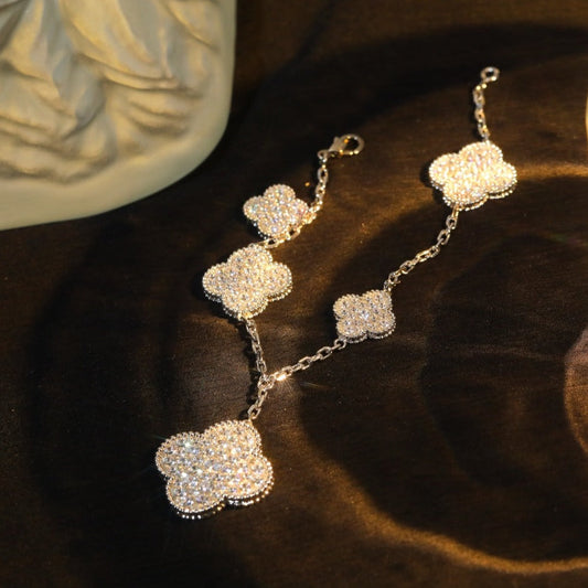 [Eternal Jewelry]CLOVER BRACELET 5 MOTIF SILVER DIAMOND PAVED