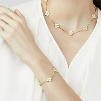 [Eternal Jewelry]CLOVER 5 MOTIFS  FULL DIAMOND BRACELET