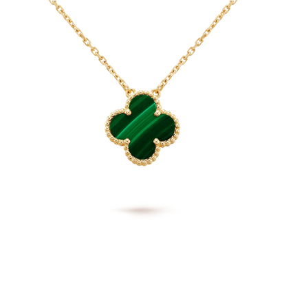 [Eternal Jewelry]CLOVER 15MM MALACHITE SINGLE FLOWER  NECKLACE