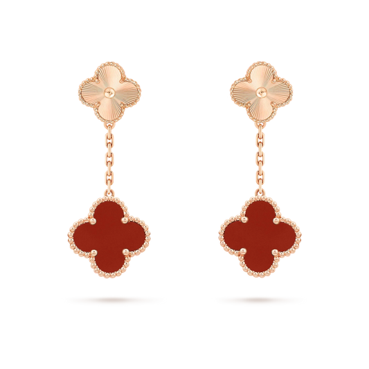 [Eternal Jewelry]CLOVER 2 MOTIF  LASER CARNELIAN EARRINGS