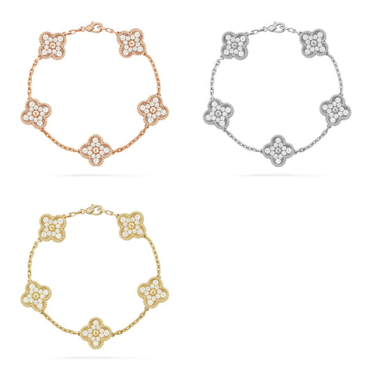 [Eternal Jewelry] CLOVER 5 MOTIF FULL DIAMOND BRACELET COLLECTION