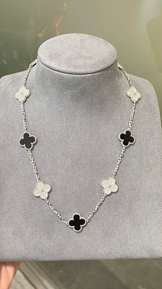 [Eternal Jewellery] Four-Leaf Clover Ten Elements Panda Diamond Silver Necklace