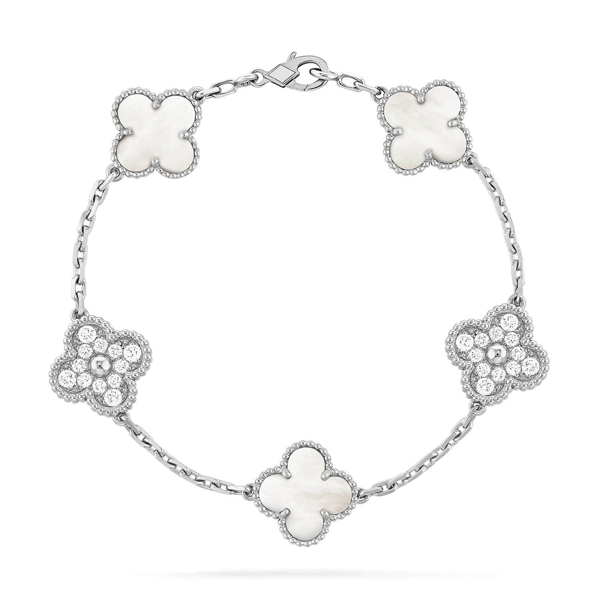 [Eternal Jewelry]CLOVER WHITE PEARL MOP 5 MOTIF BRACELET COLLECTION