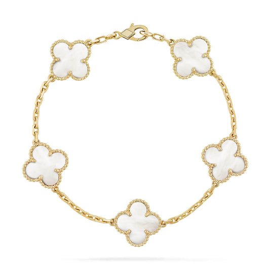 [Eternal Jewelry]CLOVER  5 MOTIF WHITE MOP BRACELET