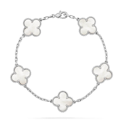 [Eternal Jewelry]CLOVER SILVER MOP 5 MOTIF BRACELET