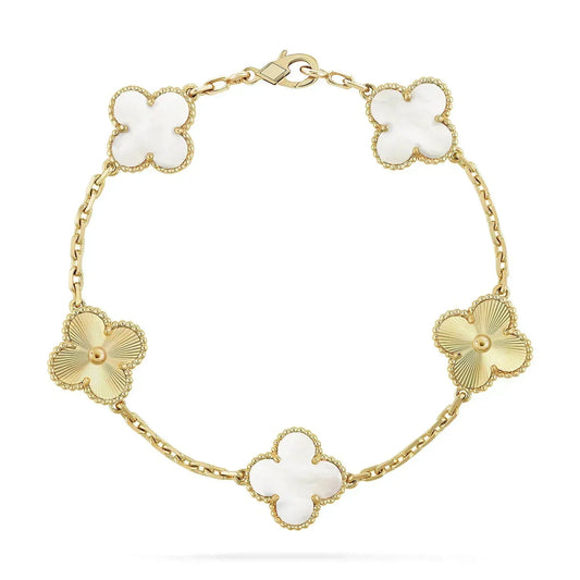 [Eternal Jewelry]CLOVER BRACELET 5 MOTIF WHITE MOP PINK GOLD