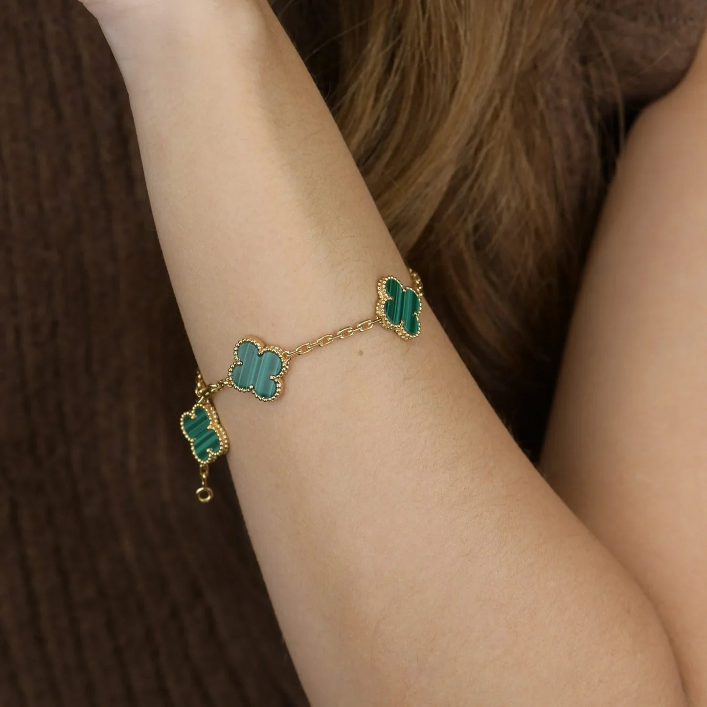 [Eternal Jewelry] CLOVER 5 MOTIF MALACHITE BRACELET COLLECTION