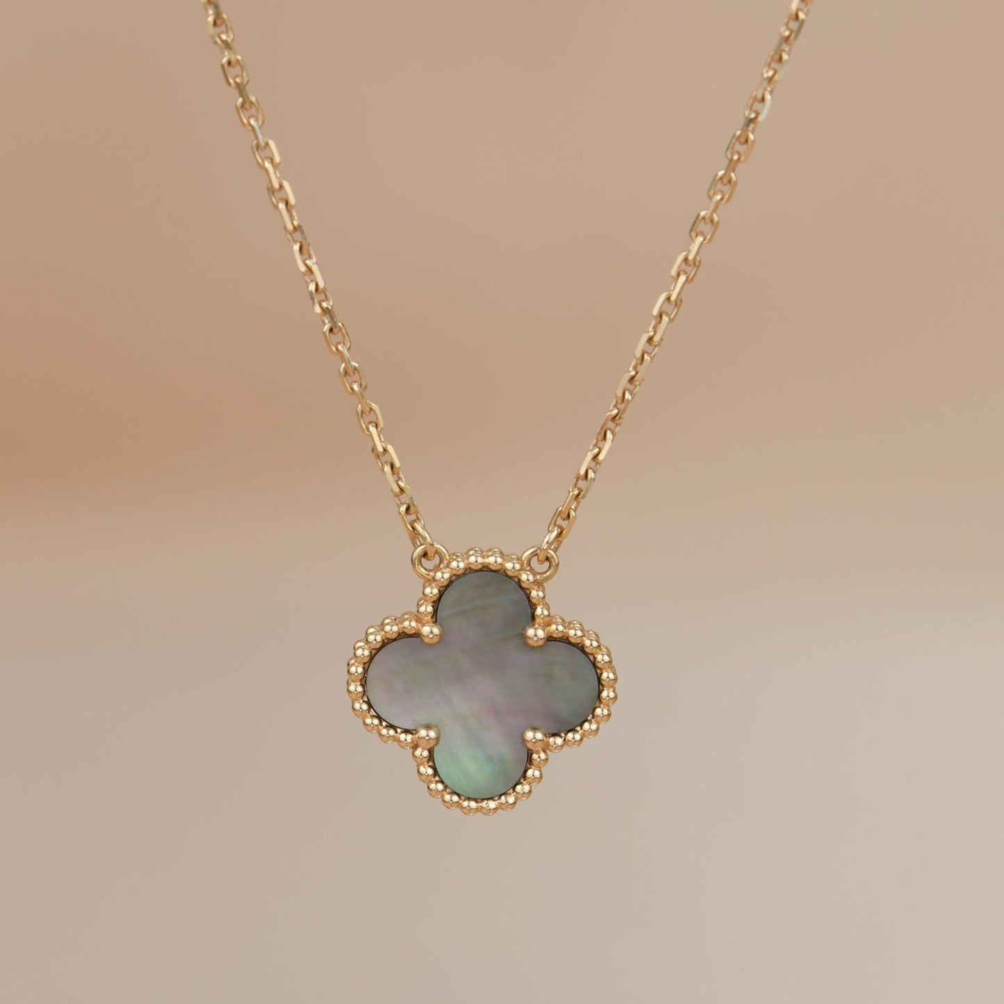 [Eternal Jewelry]CLOVER 15MM  GRAY MOTHER OF PEARL NECKLACE