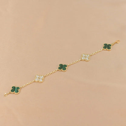 [Eternal Jewelry] CLOVER 5 MOTIF MALACHITE BRACELET COLLECTION