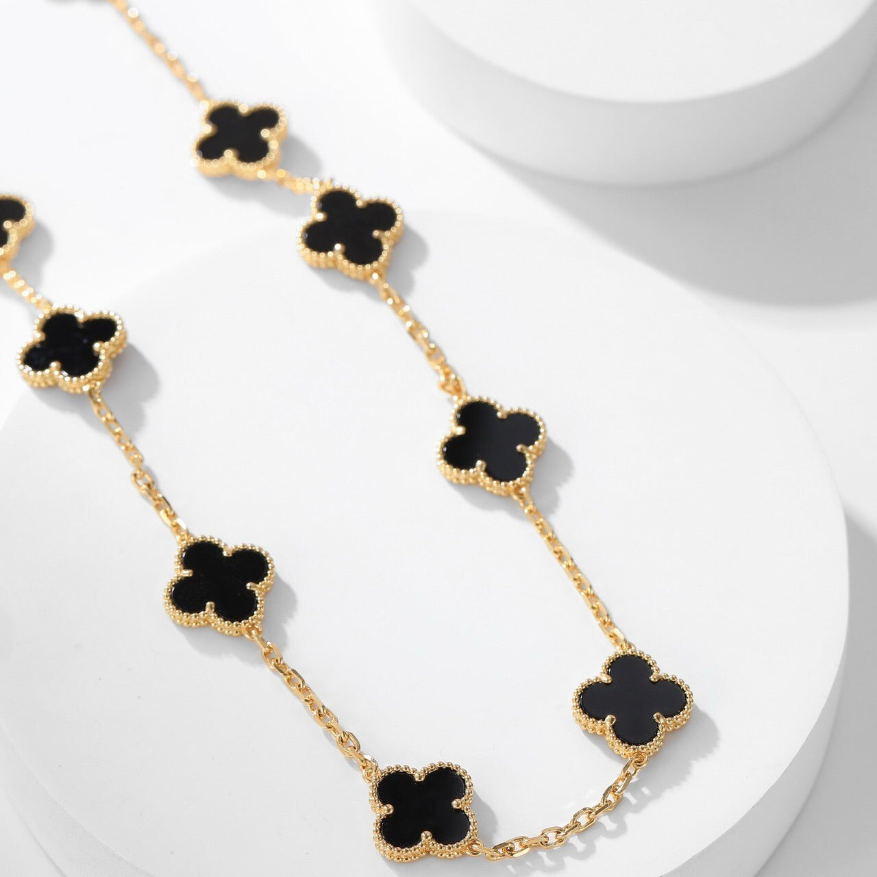 [Eternal Jewelry]CLOVER 10 MOTIFS ONYX NECKLACE