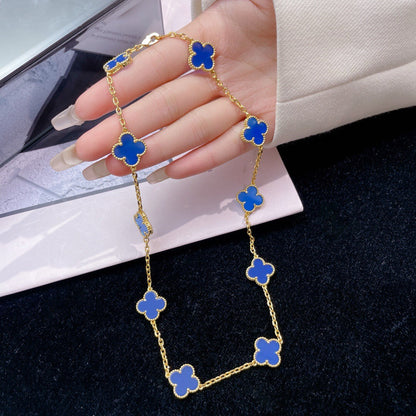 [Eternal Jewelry]CLOVER 10 MOTIFS BLUE AGATE NECKLACE