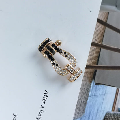 [Eternal Jewelry]FORCE LARGE HORSESHOE BLACK WHITE DIAMOND BRACELET SILVER