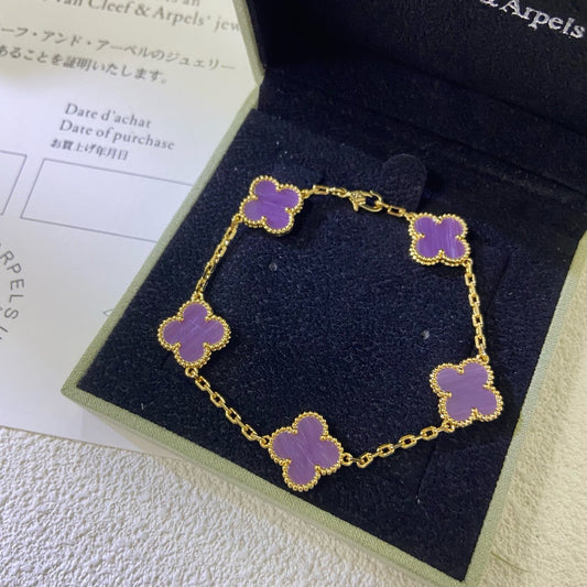 [Eternal Jewelry]CLOVER  5 MOTIFS  PURPLE VIOLET BRACELET