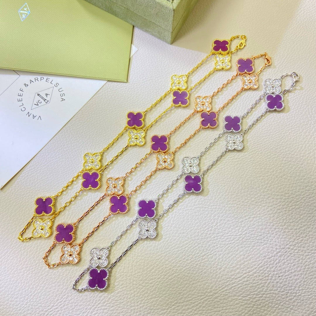 [Eternal Jewelry]CLOVER 10 MOTIFS  PURPLE VIOLET DIAMOND NECKLACE
