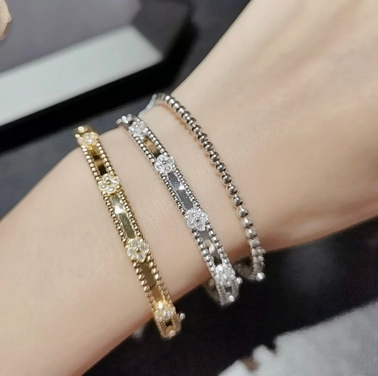 [Eternal Jewelry]CLOVER BRACELET 4MM DIAMONDS