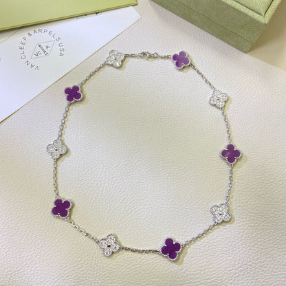[Eternal Jewelry]CLOVER 10 MOTIFS  PURPLE VIOLET DIAMOND NECKLACE