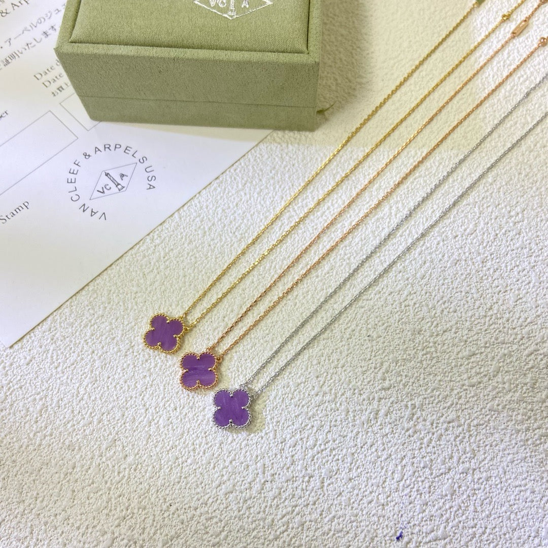 [Eternal Jewelry]CLOVER 15MM  PURPLE VIOLET NECKLACE