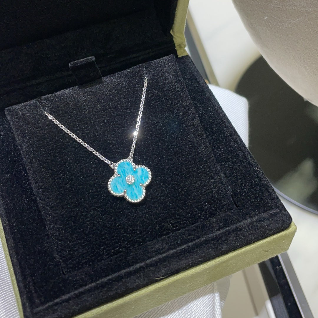 [Eternal Jewelry]CLOVER 15MM DIAMOND SVRES PORCELAIN  NECKLACE SILVER