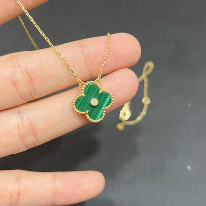[Eternal Jewelry]CLOVER 15MM DIAMOND TURQUOISE NECKLACE