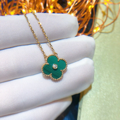 [Eternal Jewelry]CLOVER 15MM DIAMOND TURQUOISE NECKLACE