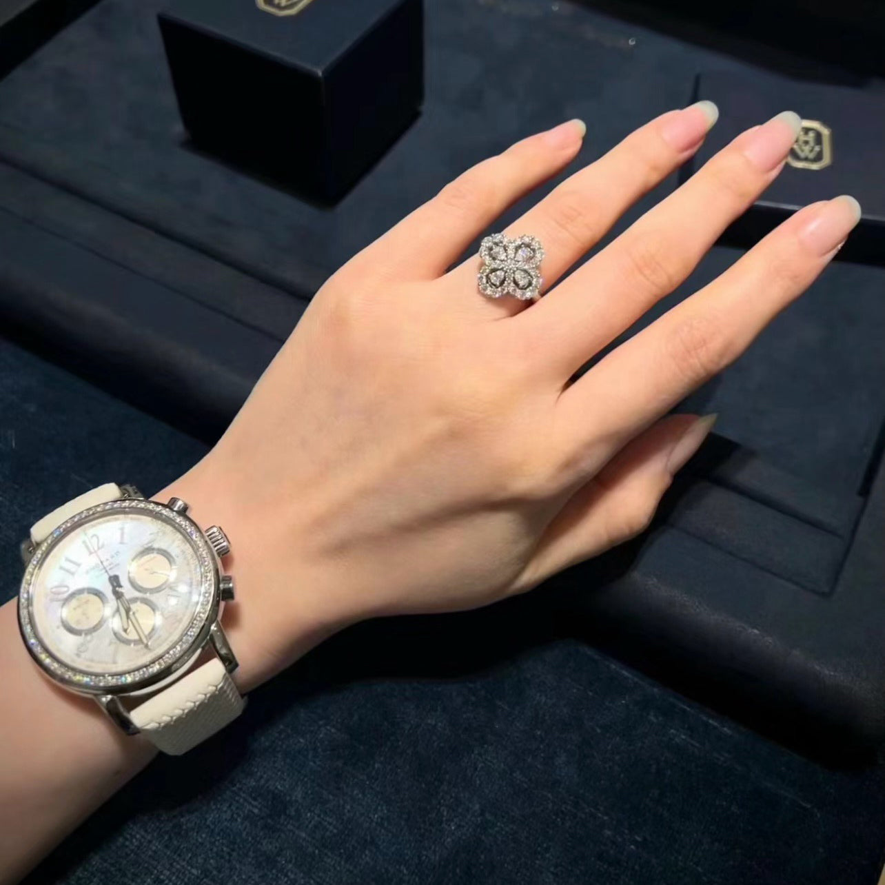 [Eternal Jewelry]LOOP RING FULL MOTIF DIAMOND 16MM SILVE