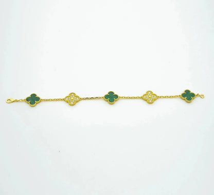 [Eternal Jewelry]CLOVER  5 MOTIF MALACHITE DIAMOND BRACELET